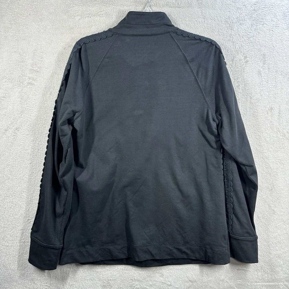 Lilly Pulitzer Sweatshirt Women's L Black Half Zip Top Cut Out Details Pocket - Picture 7 of 8